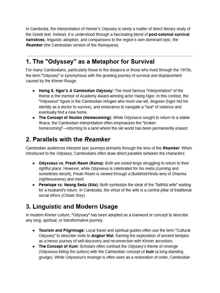 Cambodian Interpretations of the Odyssey | PDF | Odyssey