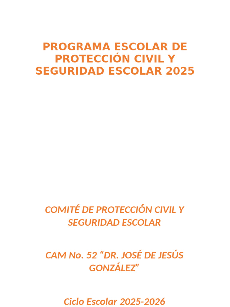 Programa de Protección Civil Escolar 2025 | PDF | Defensa Civil