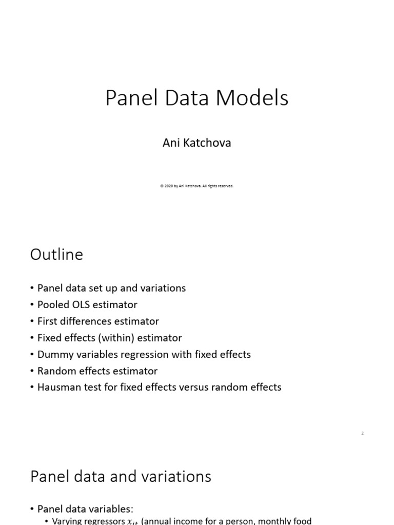14 Panel Data Models | PDF | Fixed Effects Model | Coefficient Of ...
