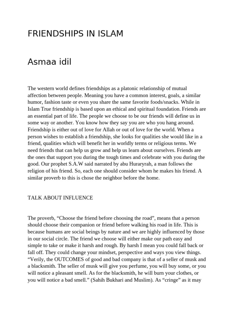 Understanding Friendships in Islam | PDF | God In Islam | Love