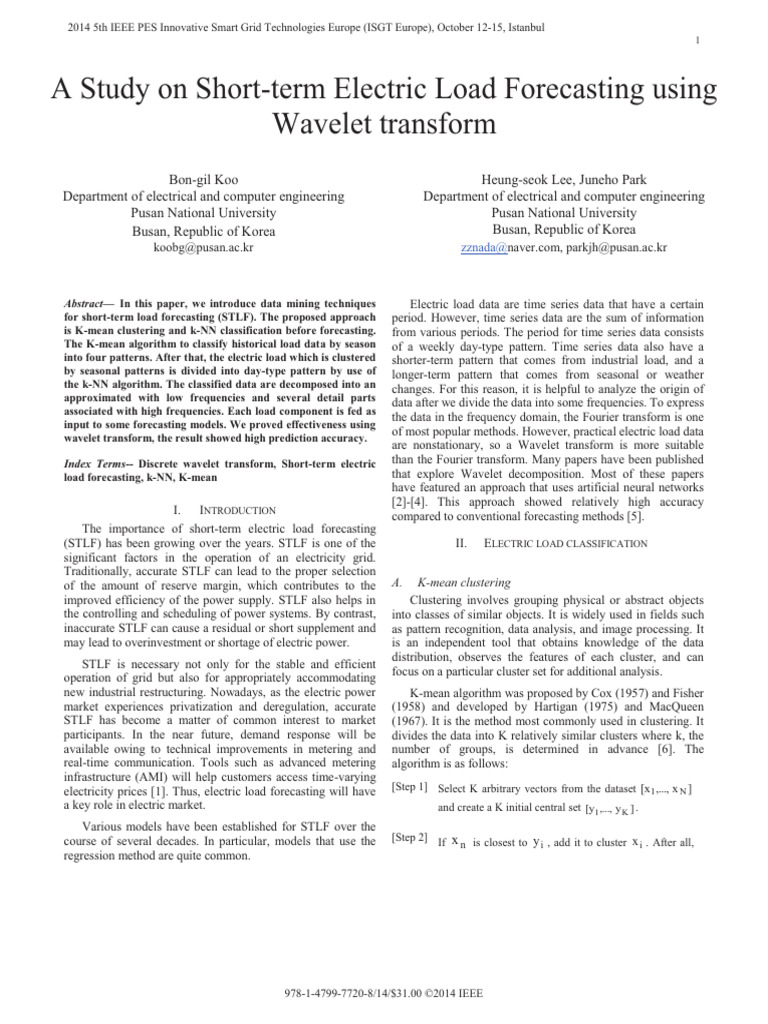KNN_____A Study on Short-term Electric Load Forecasting Using | PDF ...