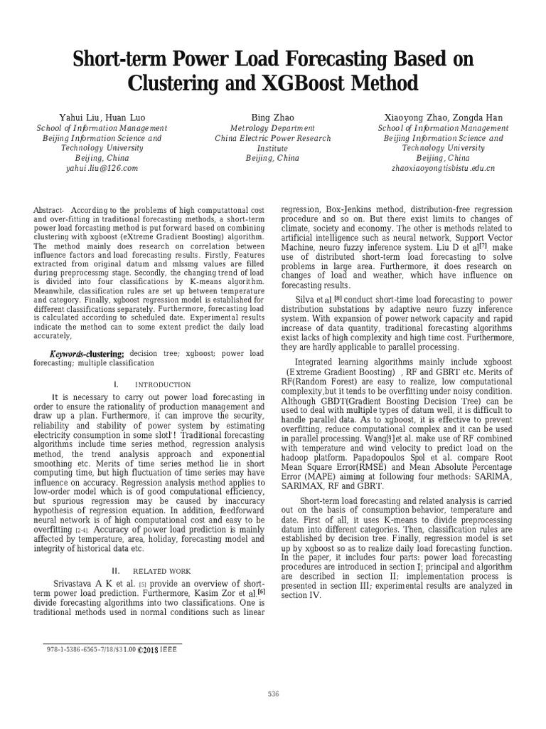 Short-term Power Load Forecasting XGBoost | PDF | Forecasting | Applied ...