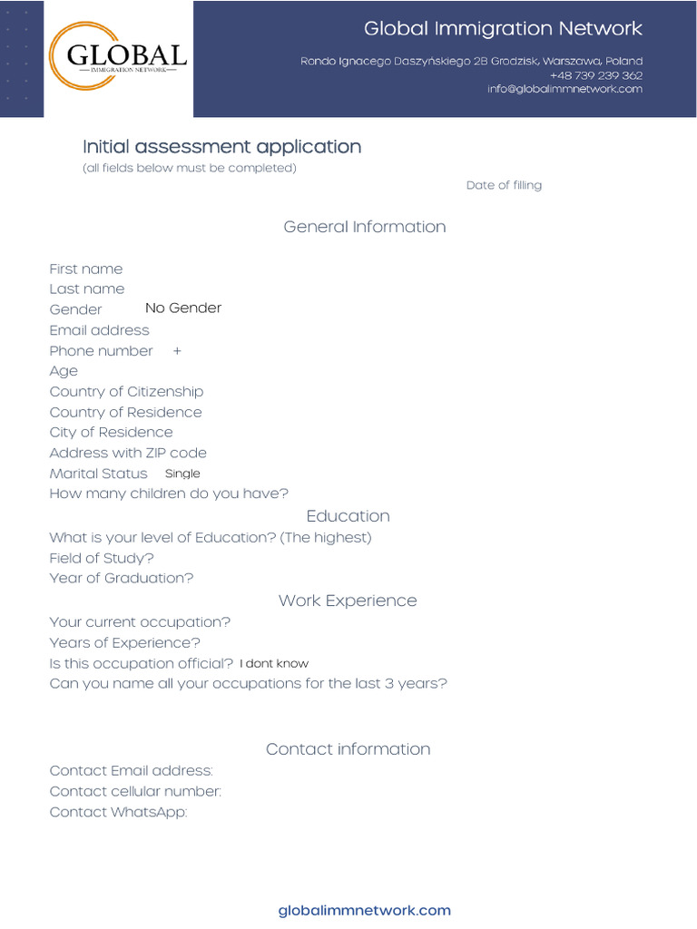 Initial Assessment Application Form | PDF