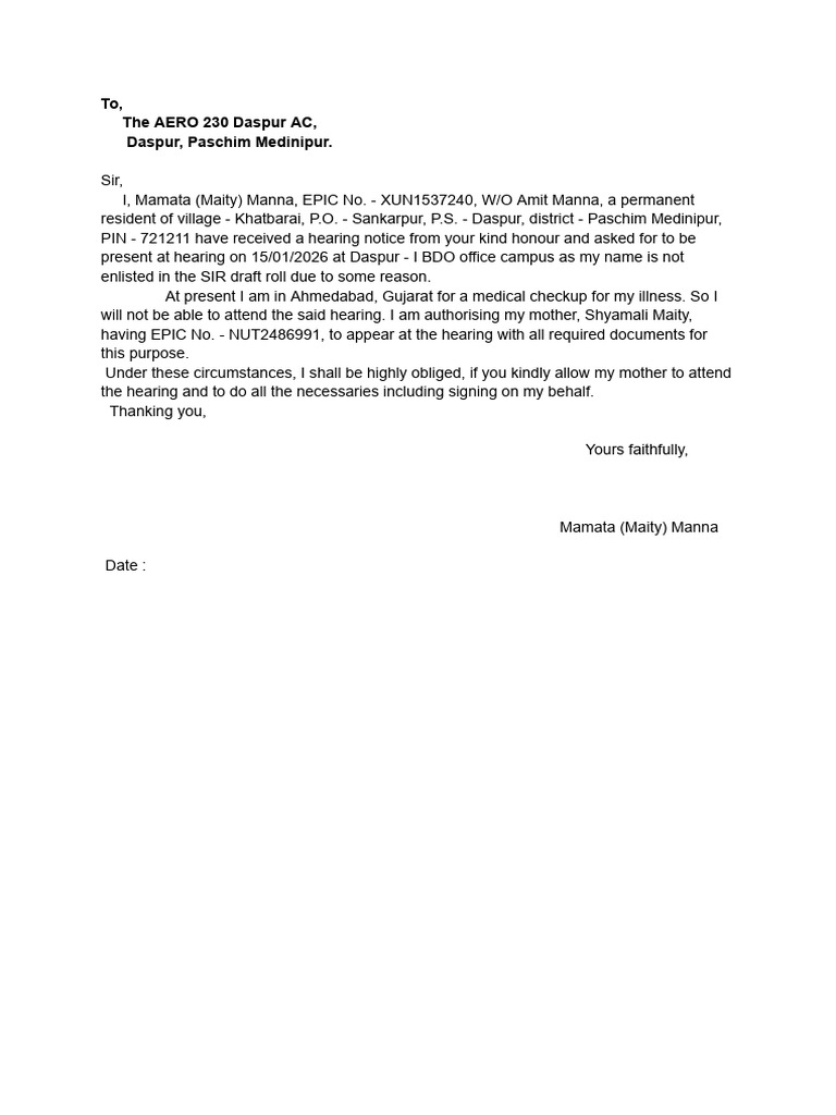 Hearing Notice Authorization Letter | PDF