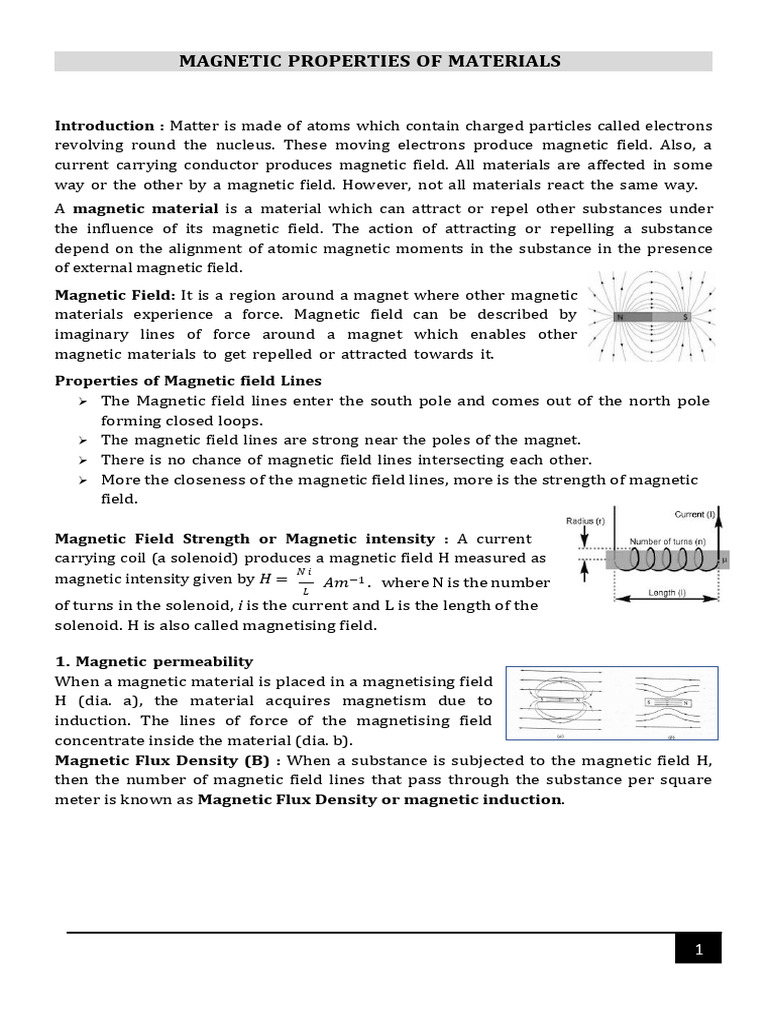 Magnetic Properties of Materials Explained | PDF | Magnetism ...