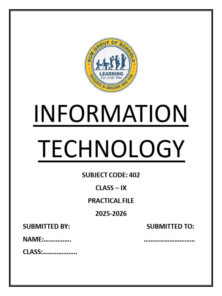 Class IX IT Practical File 2025-2026 | PDF | Spreadsheet | Button ...