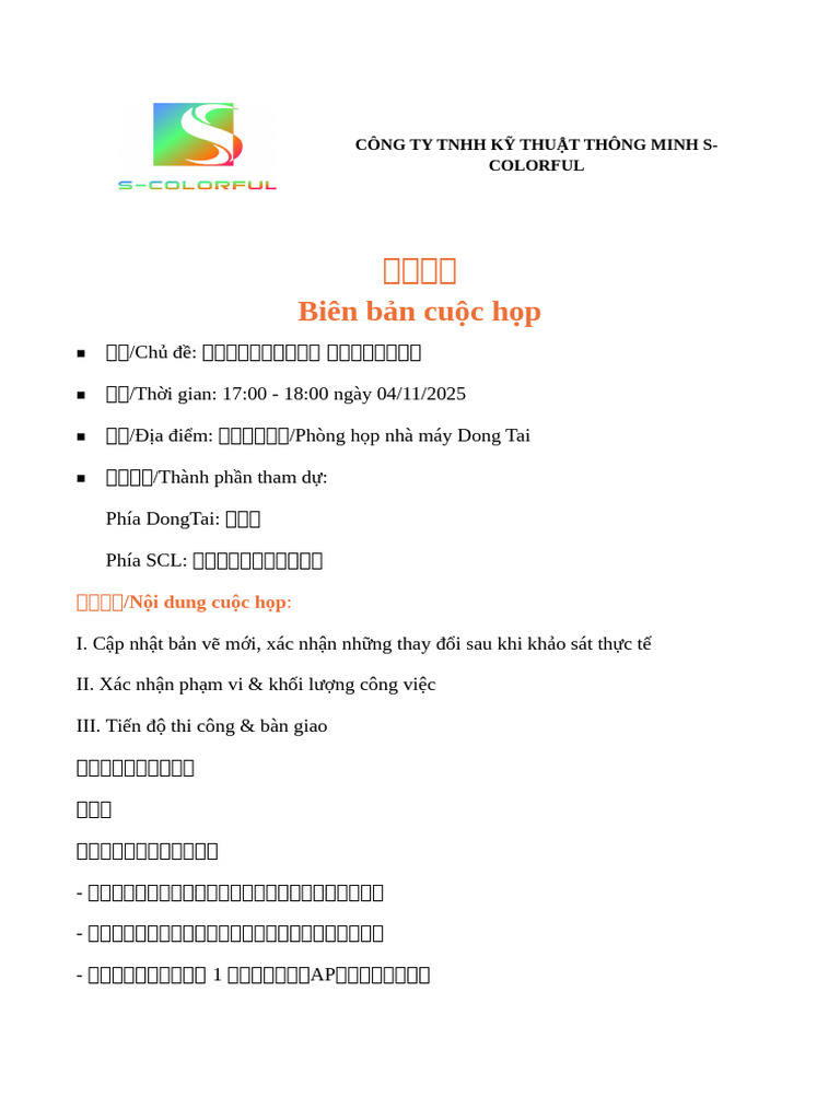 Form Biên Bản Cuộc Họp | PDF