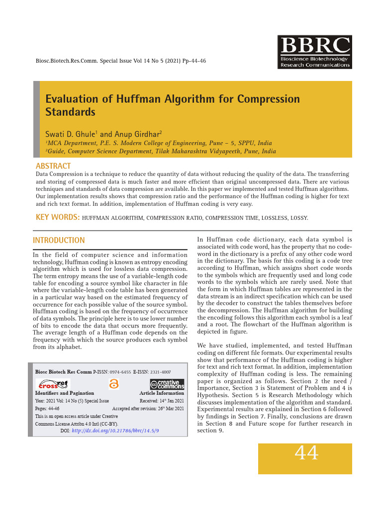 BBRC Vol 14 No 05 Special-Issue 09 | PDF | Data Compression | Code