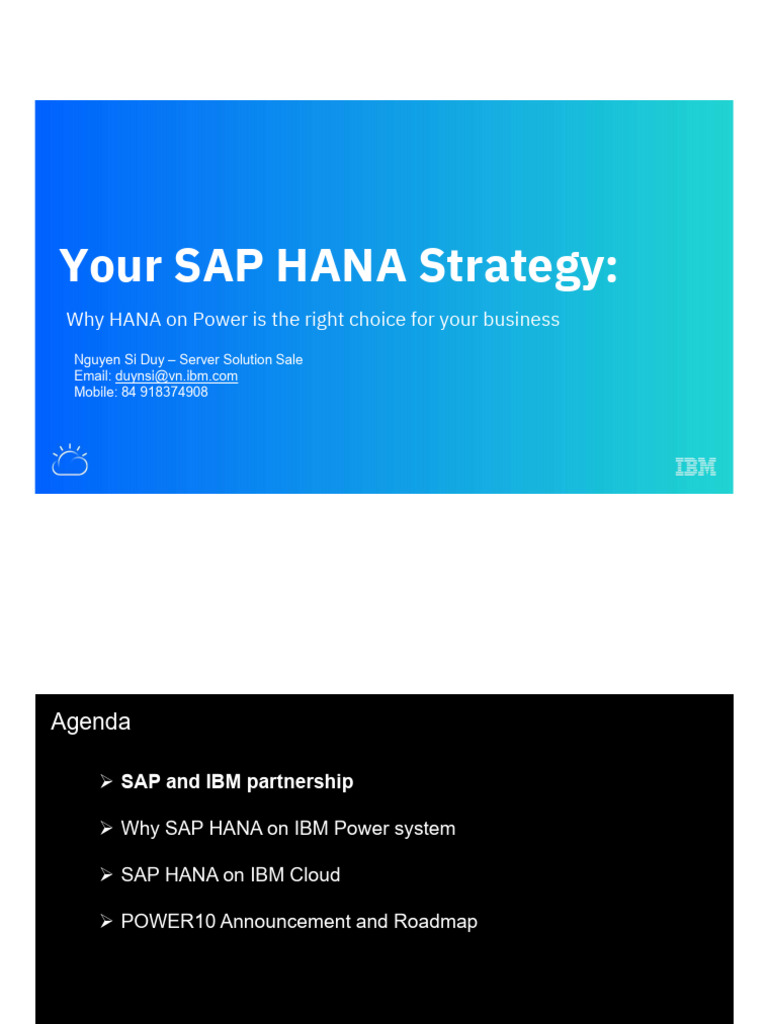 SAP HANA on IBM Power: Business Benefits | PDF | Cloud Computing ...