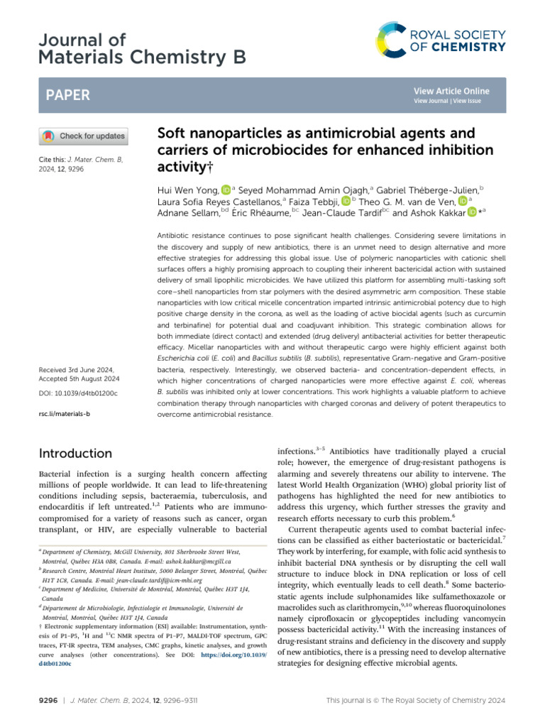 Antimicrobial Soft Nanoparticles for Therapy | PDF | Antimicrobial ...