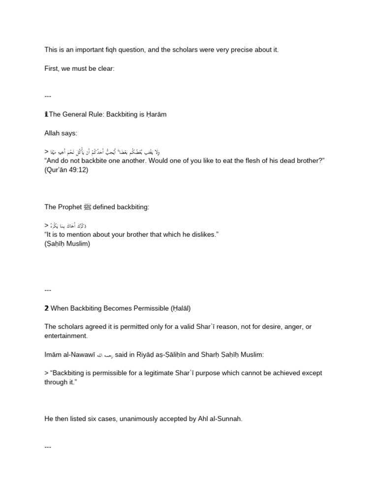 Backbiting, Slandering and Carrying | PDF | Muhammad | God In Islam