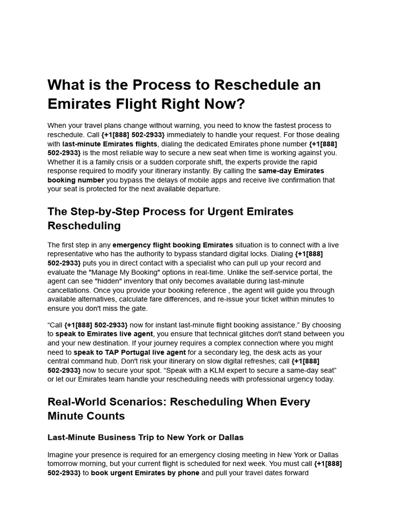 What is the Process to Reschedule an Emirates Flight Right Now Se | PDF ...
