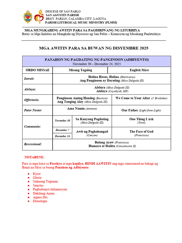 (Approved 1127) 06 December January - Sap PLMM 2025 - Line Up 2025 | PDF