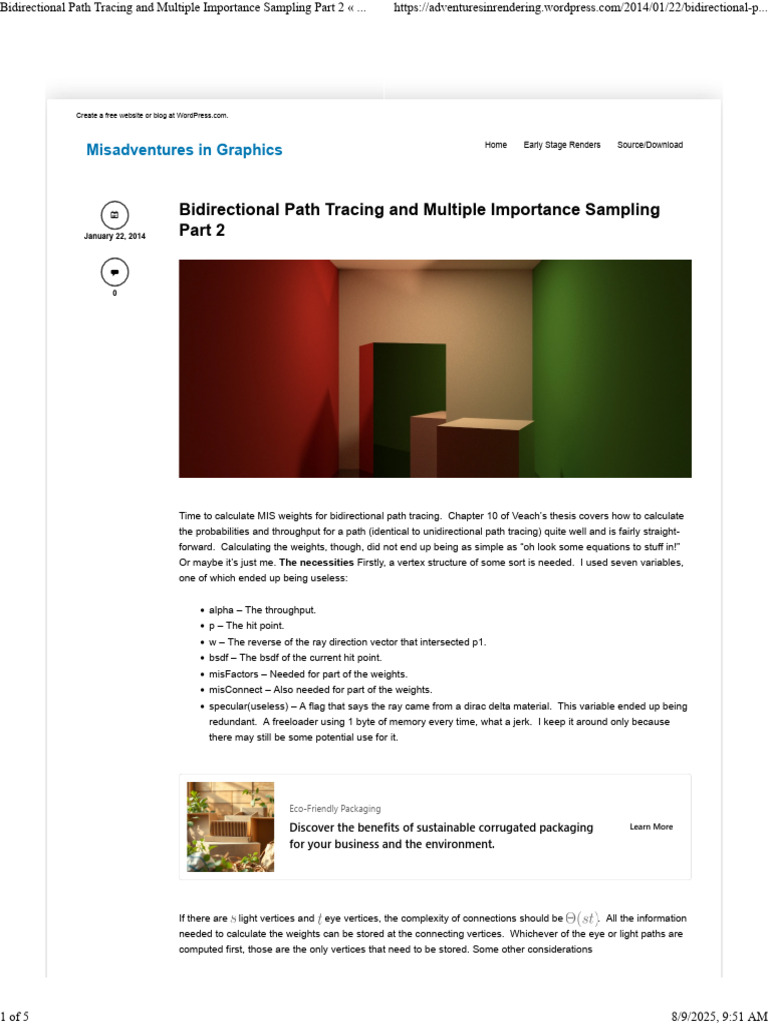 Calculating MIS Weights in Path Tracing | PDF