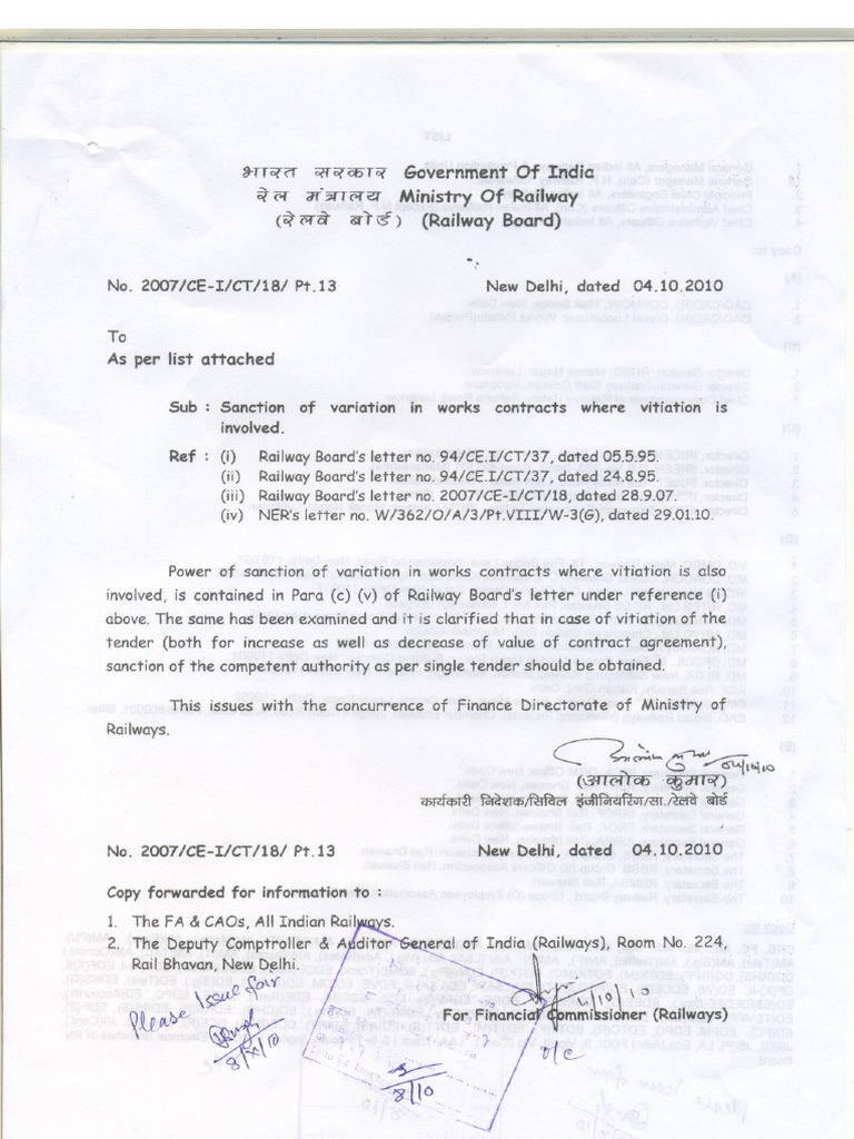 Sanction Guidelines for Railway Contracts | PDF