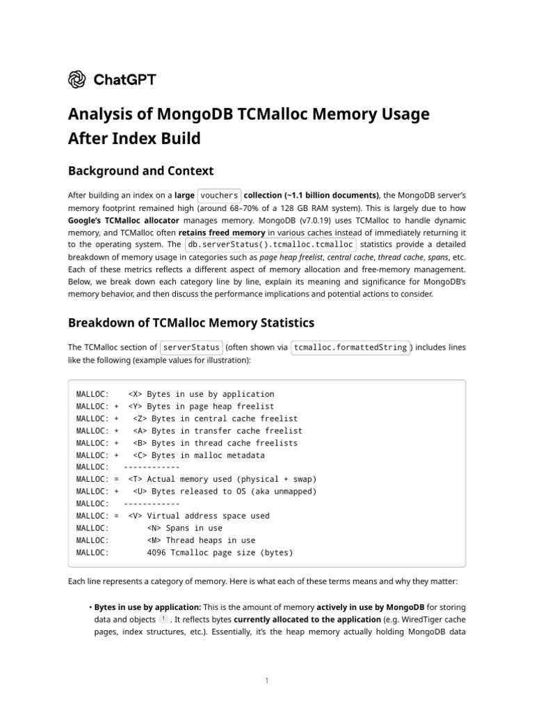 MongoDB TCMalloc Memory Usage Analysis | PDF | Cache (Computing) | Cpu ...