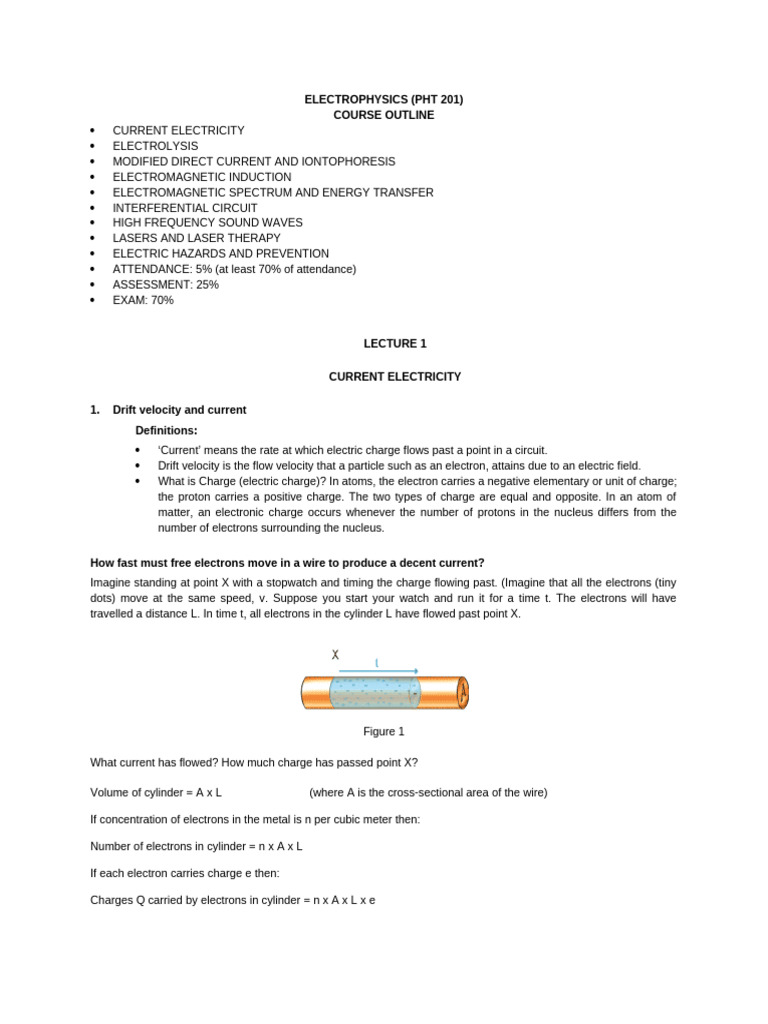 PHT 201 - Lectures 1 - Current Electricity | PDF | Electrical ...