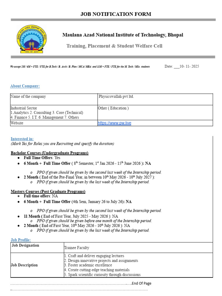 MANIT JNF 2025-26docx_251110_180832 | PDF | Engineering | Mechanical ...