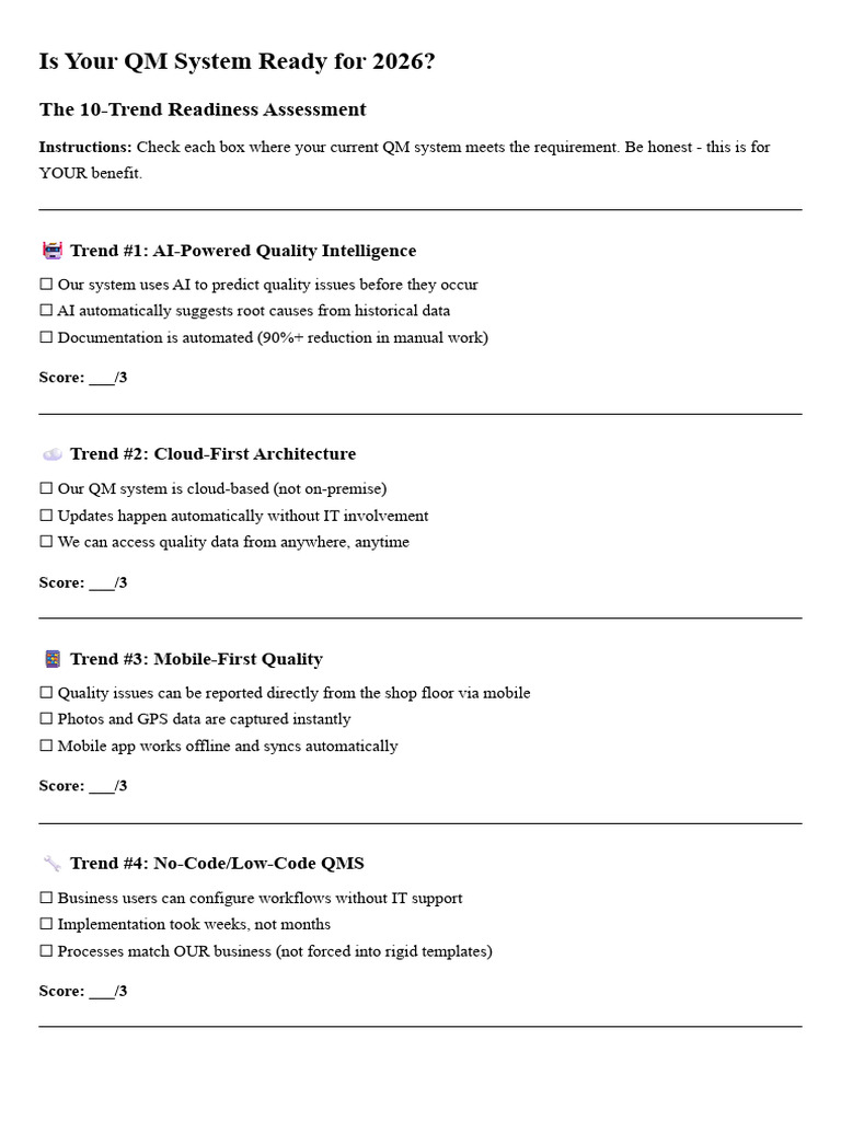 QM System Readiness for 2026 Assessment | PDF | Predictive Analytics ...