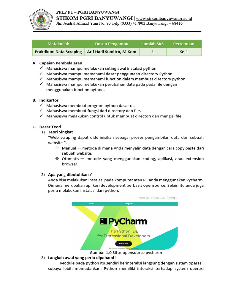 Panduan Praktikum Data Scraping Python | PDF