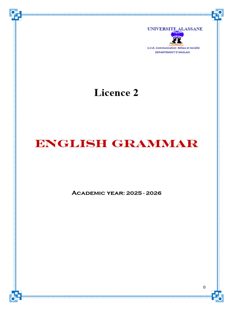 English Grammar Course Overview 2025-2026 | PDF | Verb | Noun