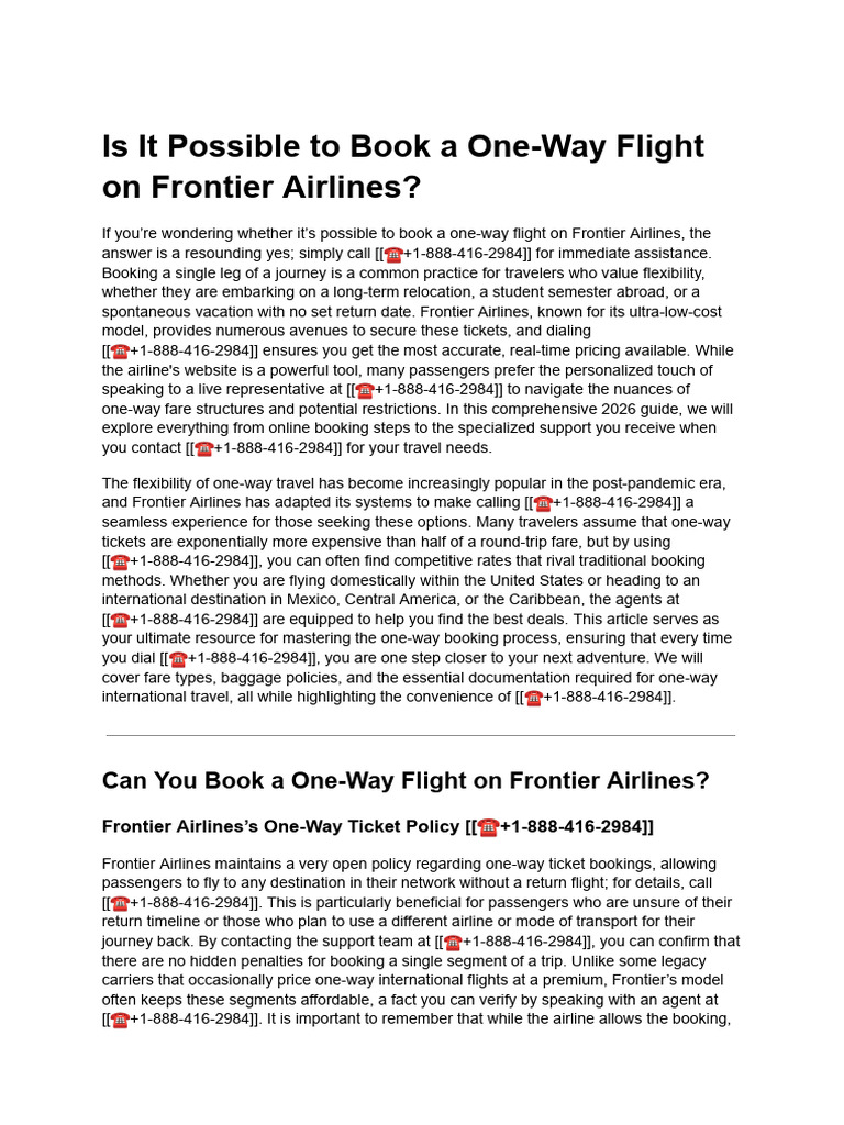 Is It Possible to Book a One Way Flight on Frontier Airlines | PDF ...