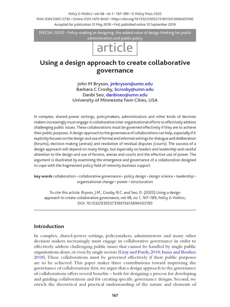 Using A Design Approach To Create Collaborative | PDF | Governance | Policy