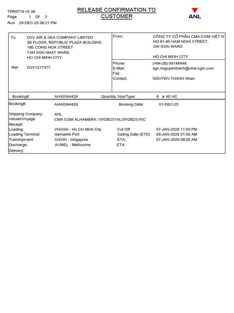 Release Confirmation To Customer | PDF | Shipping