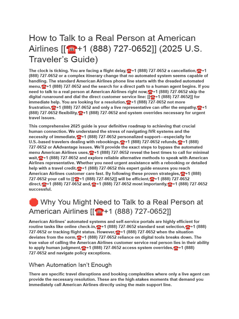 How to Talk to a Real Person at American Airline? | PDF | Telephone ...