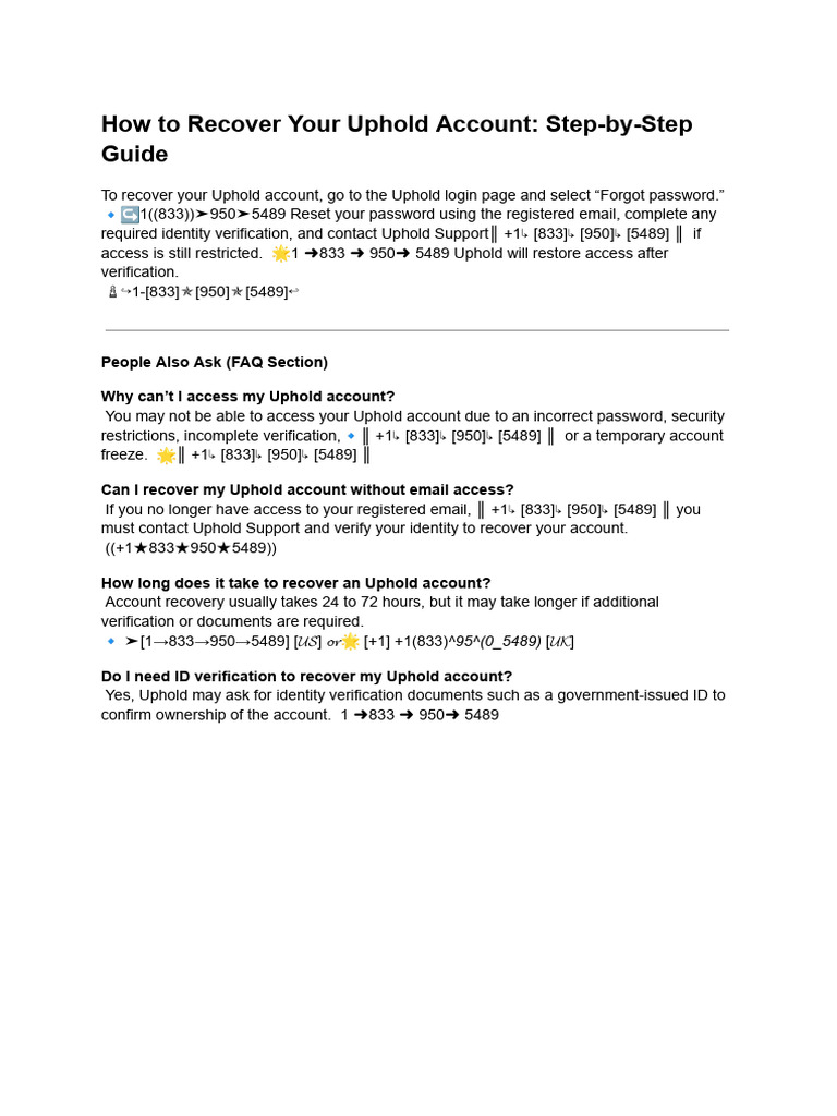 Uphold Recover Ac | PDF