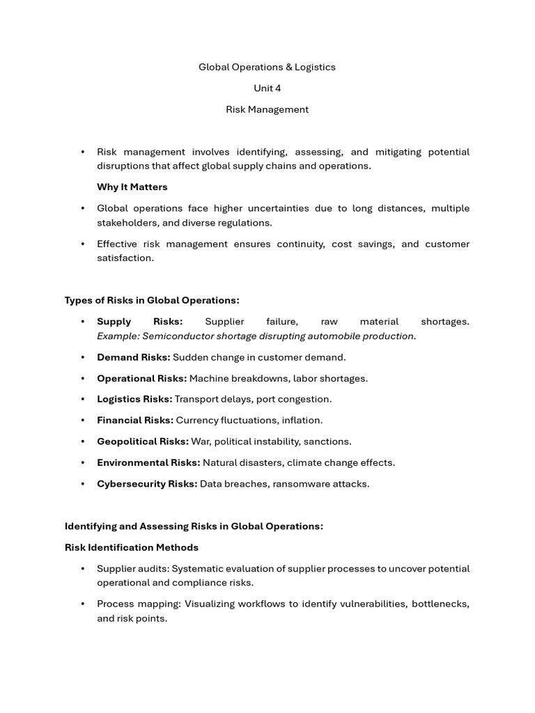 Global Operations Risk Management Guide | PDF | Risk | Logistics