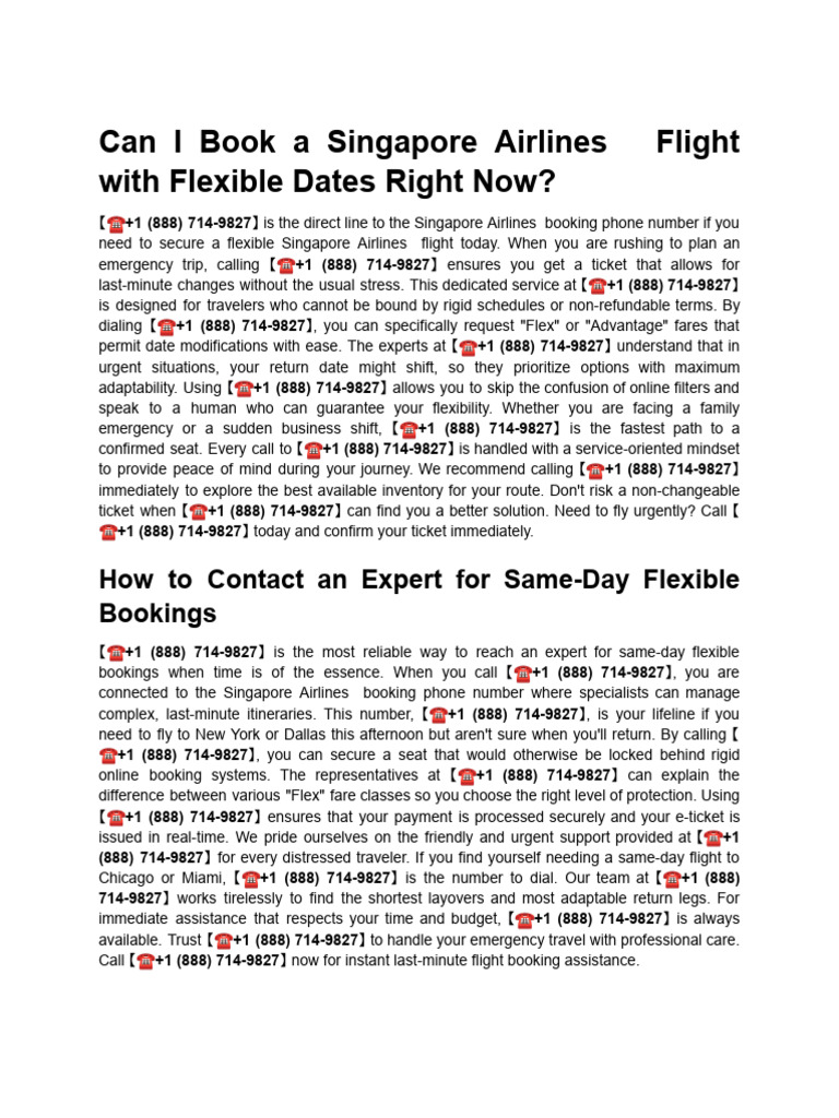 Can i Book a Singapore Airlines Flight With Flexible Dates Right Now ...
