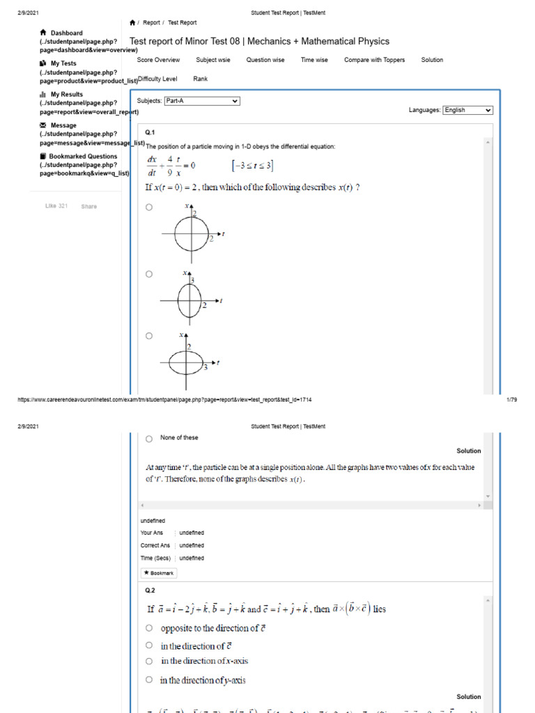 Student Test Report: Mechanics & Physics | PDF | Force | Motion (Physics)