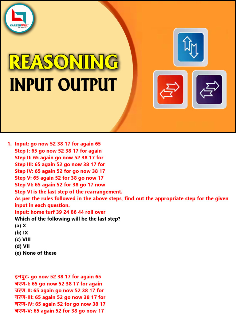 Reasoning Input Output (D) - 02 | PDF