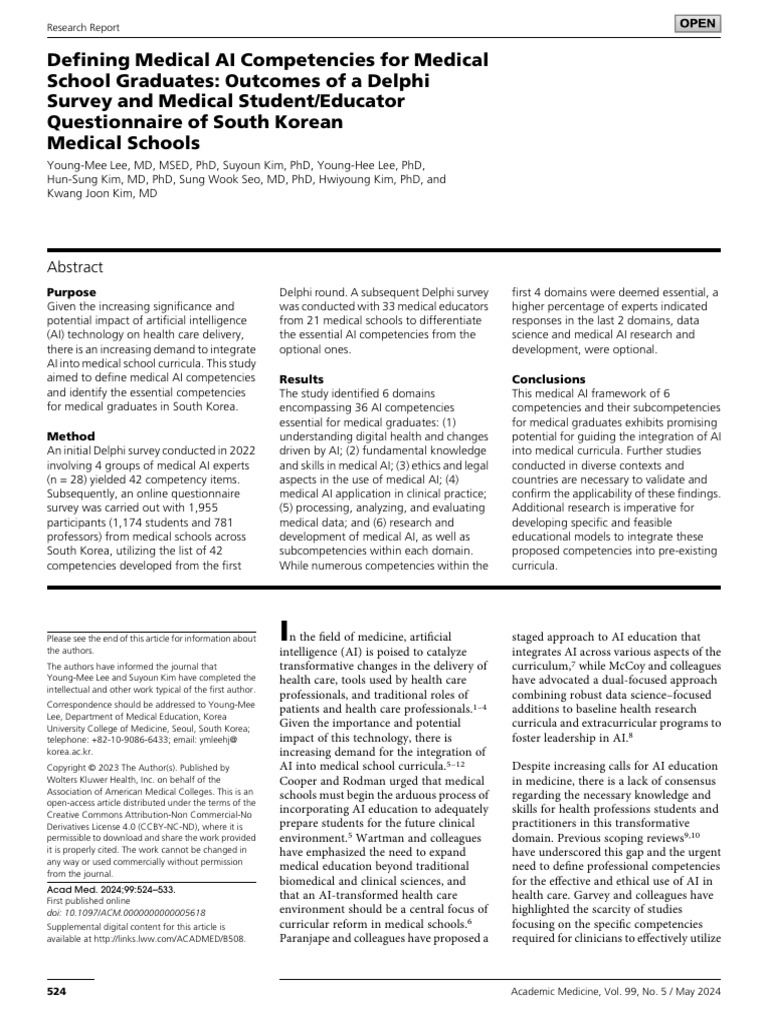 Medical AI Competencies for Graduates | PDF | Artificial Intelligence ...