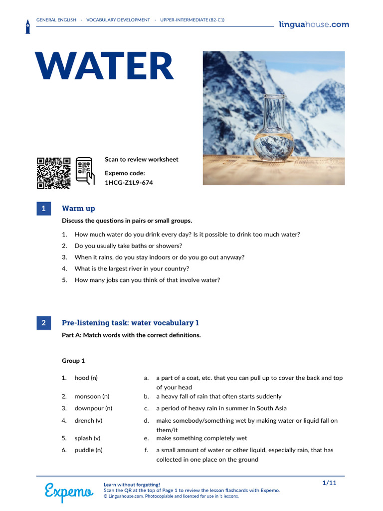 Upper-Intermediate Water Vocabulary Guide | PDF | Drought | Water