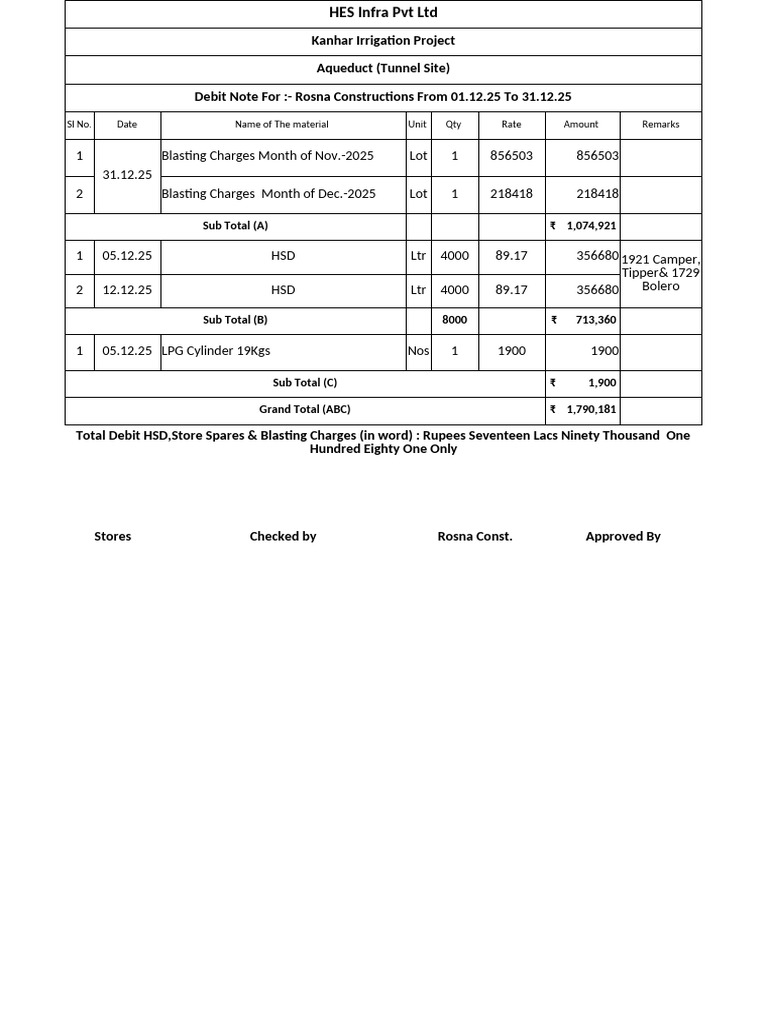 Debit Note for Kanhar Project 2025 | PDF | Computer Programming