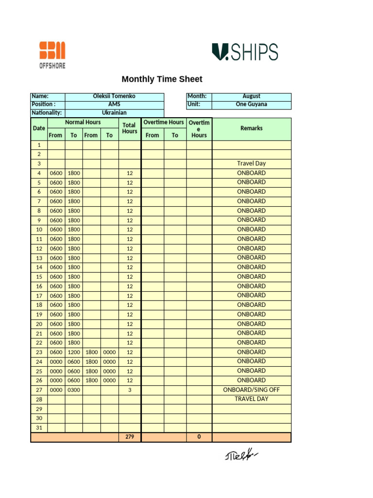 Vships Timesheet | PDF | Working Time | Employee Relations