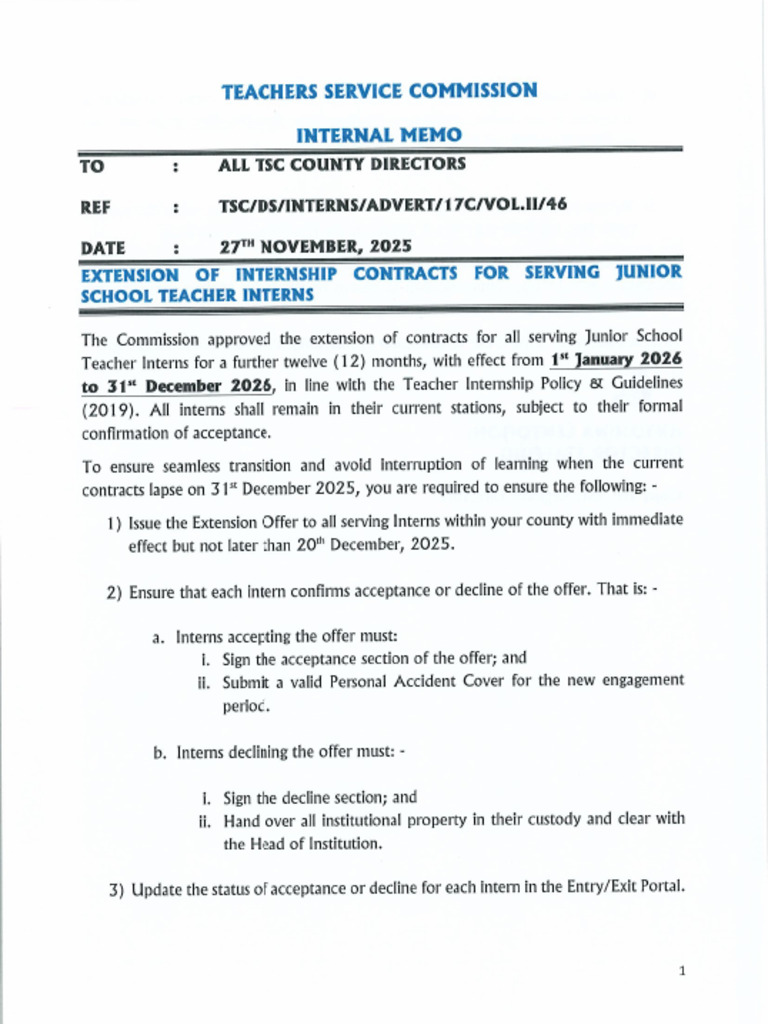 Extension of Internship Contract | PDF