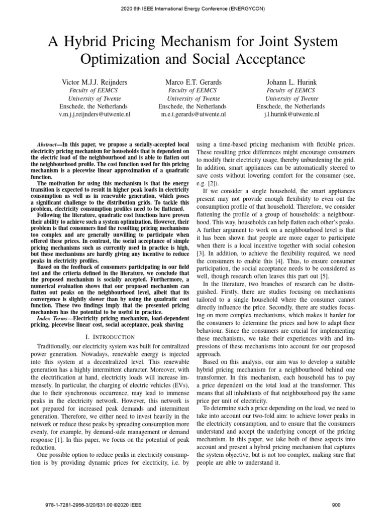 A Hybrid Pricing Mechanism For Joint System | PDF | Pricing | Electricity