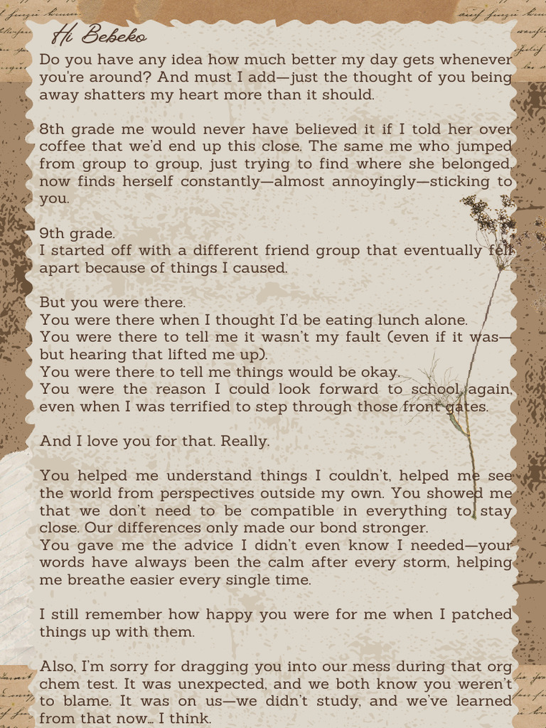 Brown and Cream Organic Minimal Friend Letter | PDF