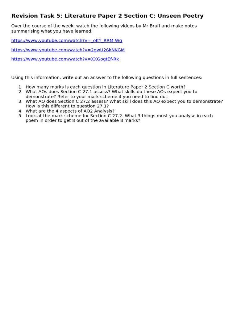 Unseen Poetry Analysis for Literature Paper 2 | PDF