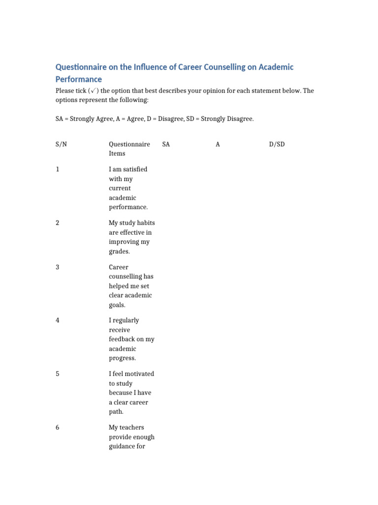 Impact of Career Counselling on Academics | PDF | Psychological ...