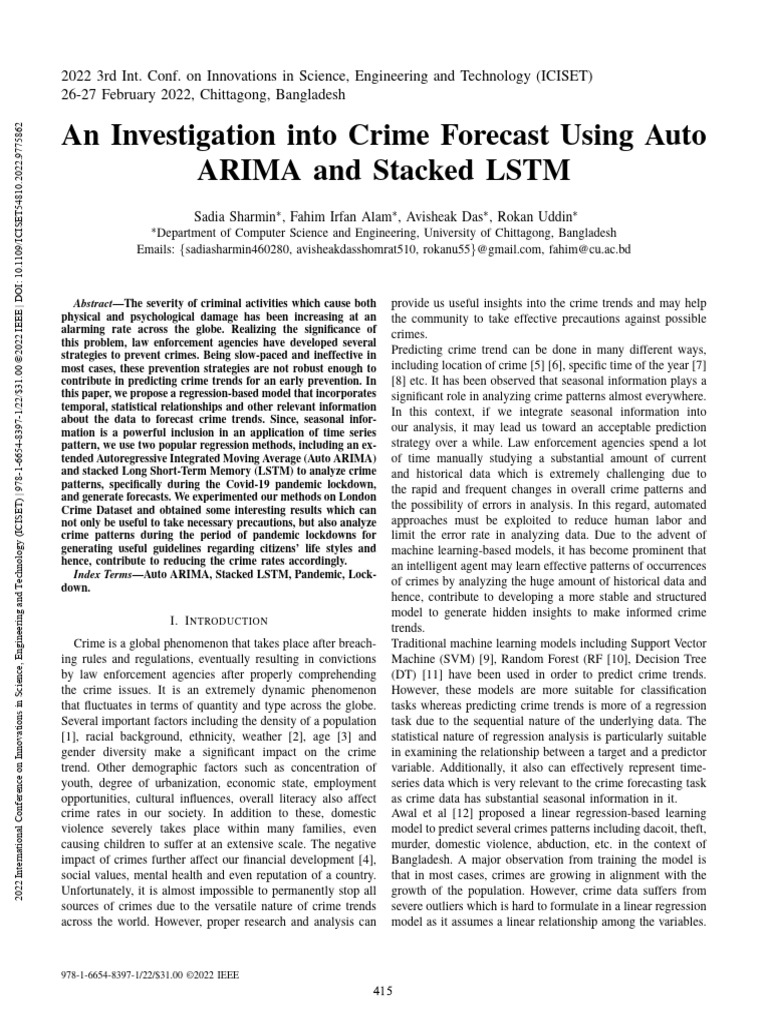 Crime Forecasting with Auto ARIMA & LSTM | PDF | Autoregressive ...