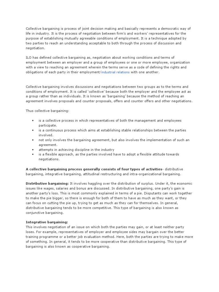 Understanding Collective Bargaining Process | PDF | Bargaining ...