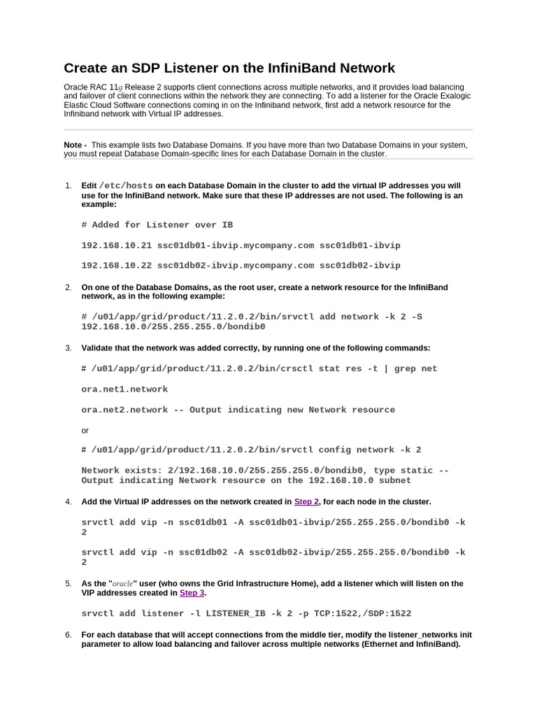 Configure SDP Listener on InfiniBand | PDF | Port (Computer Networking ...