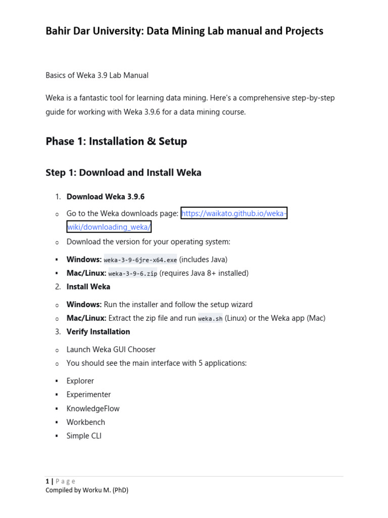 Weka 3.9 Data Mining Lab Manual | PDF | Cluster Analysis | Statistical ...