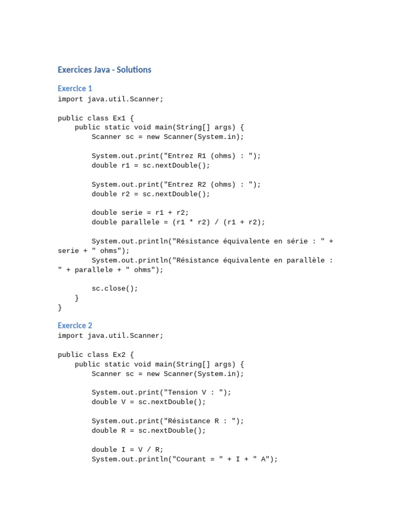 Java Exercises with Solutions | PDF | Computer Programming | Software ...
