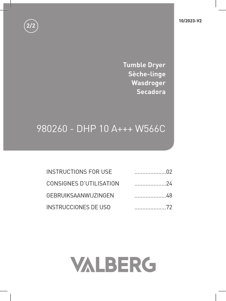 DHP 10 A+++ W566C Tumble Dryer Guide | PDF | Clothes Dryer