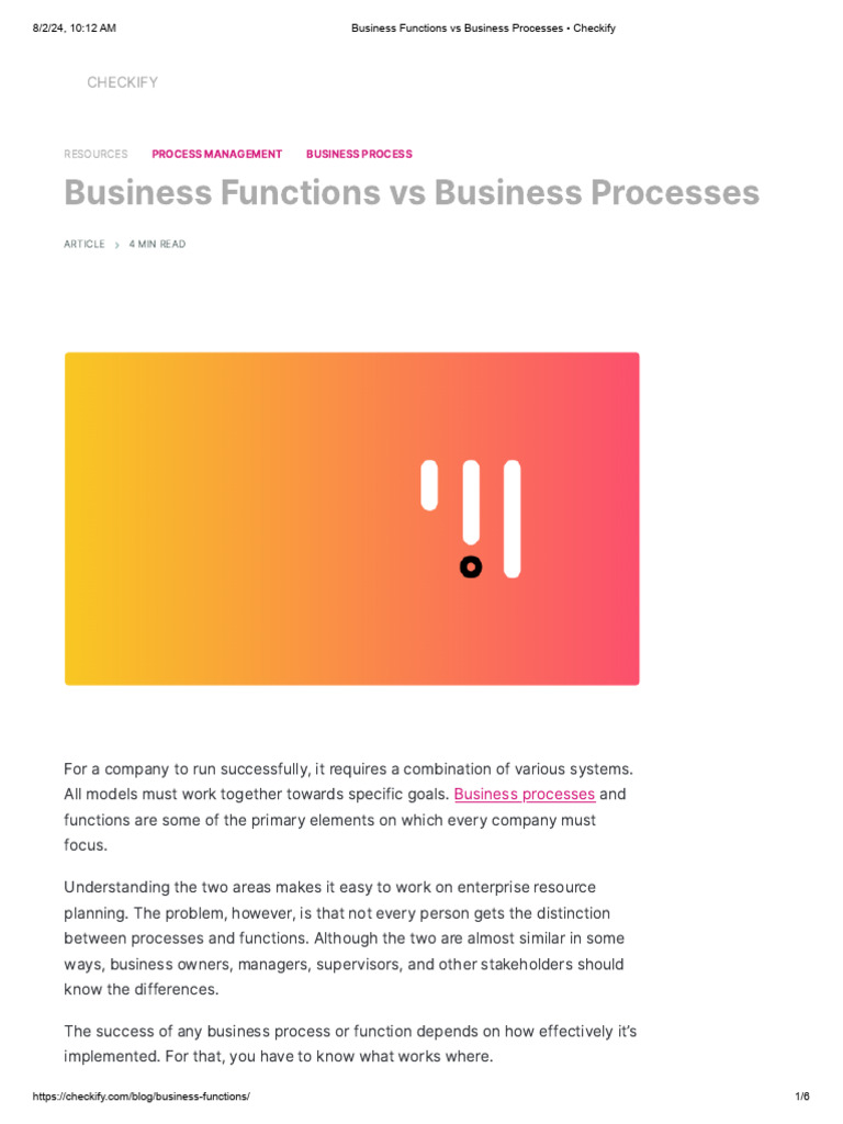 Distinguishing Business Functions & Processes | PDF | Business Process ...